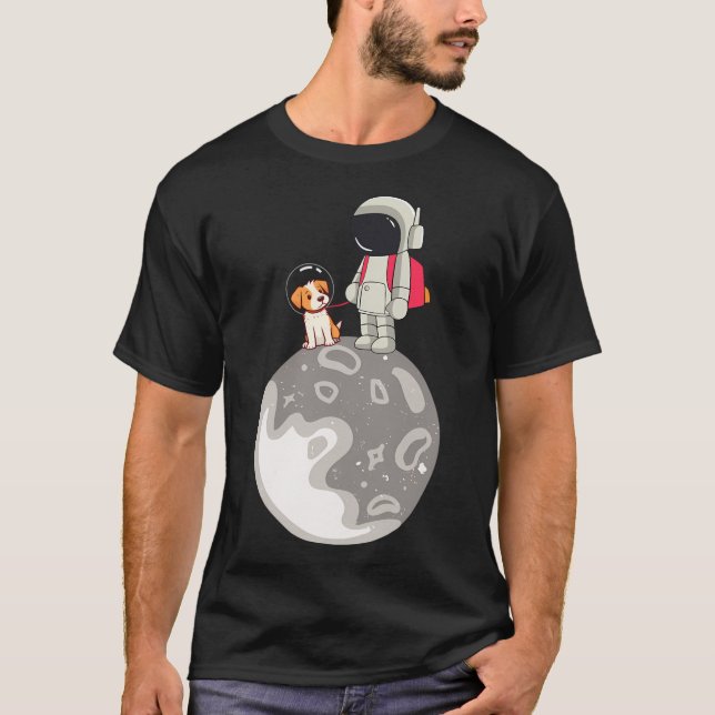 Astronaut With Dog On Moon T-Shirt (Front)
