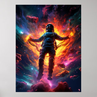 Astronaut  with glowing fire  poster