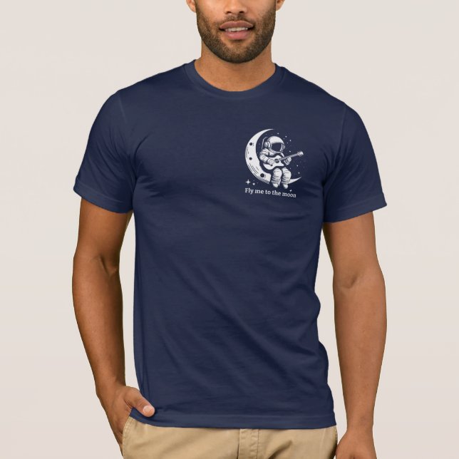 Astronaut with guitar on the moon, singing a song T-Shirt (Front)