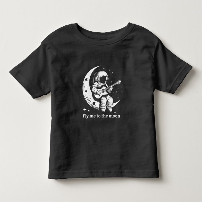 Astronaut with guitar on the moon, singing a song toddler T-Shirt (Front)