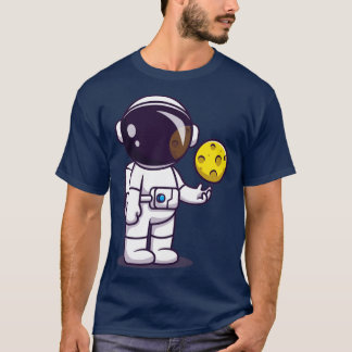 Astronaut With Moon Ball Cartoon T-Shirt