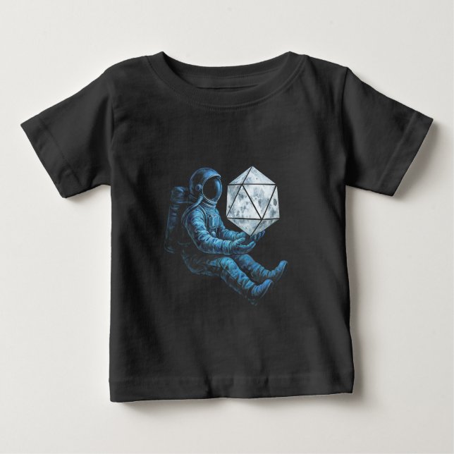 Astronaut with Moon Dice Baby T-Shirt (Front)