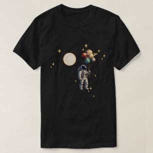 Astronaut with Planet Balloons  Funny Space Design T-Shirt