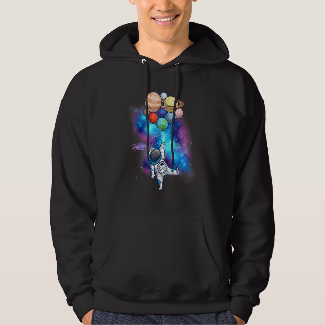 Astronaut With Planets In Hand For Men Women Space Hoodie (Front)