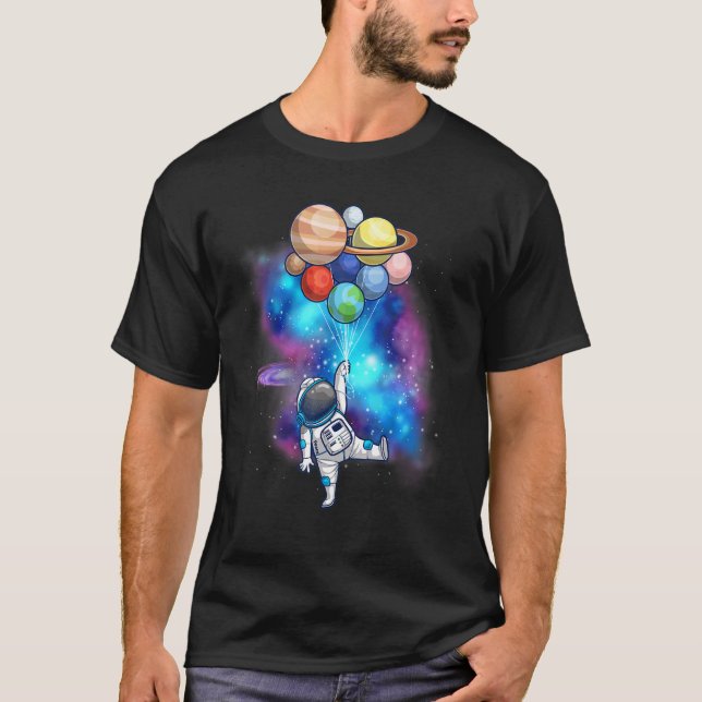 Astronaut With Planets In Hand For Men Women Space T-Shirt (Front)