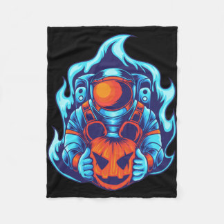 Astronaut With Pumpkin Fleece Blanket