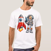 Astronaut with Rocket Cartoon Space Art
