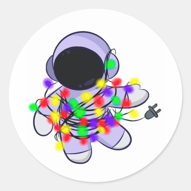 Astronaut with the garland classic round sticker (Front)