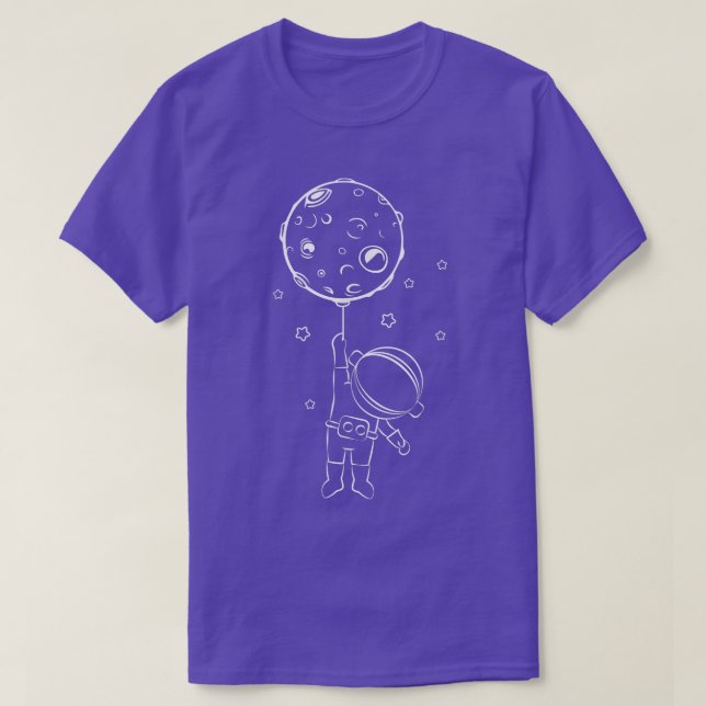 Astronaut Witth Moon Balloon Kids Cute Astronaut T T-Shirt (Design Front)