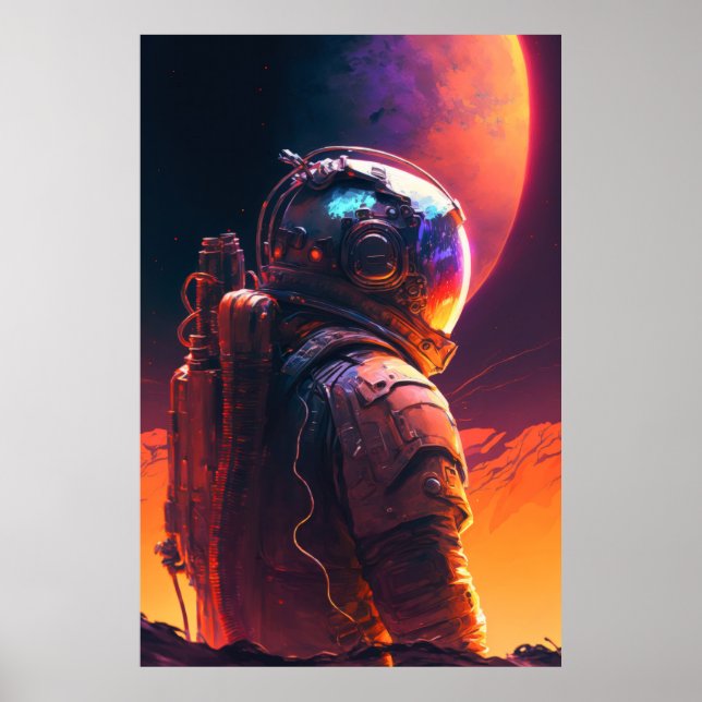 Astronaut World Discovery Painting Human Universe Poster (Front)