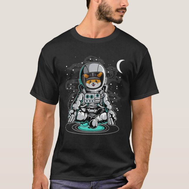 Astronaut Yoga Floki Inu Coin To The Moon Crypto T T-Shirt (Front)