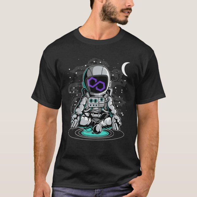 Astronaut Yoga Polygon Matic Coin To The Moon Cryp T-Shirt (Front)