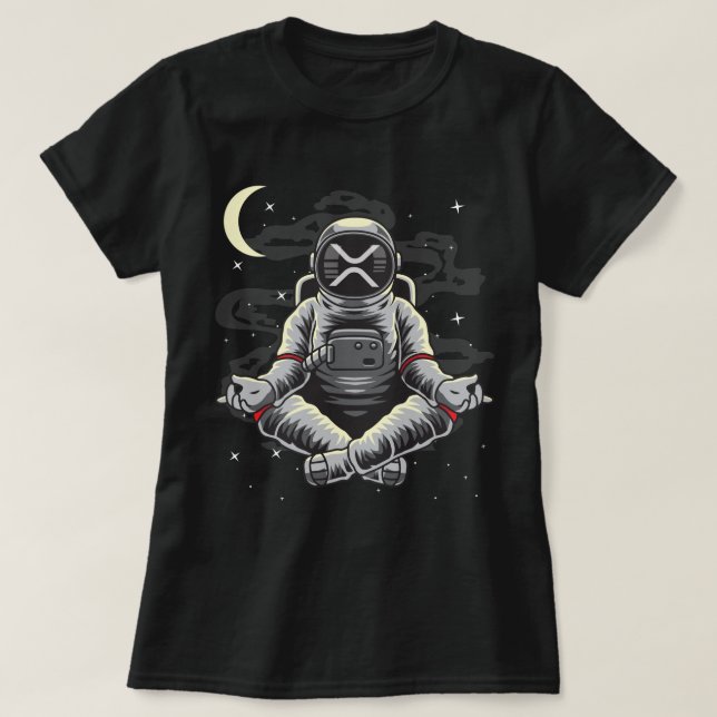 Astronaut Yoga Ripple XRP Crypto Coin HODL T-Shirt (Design Front)