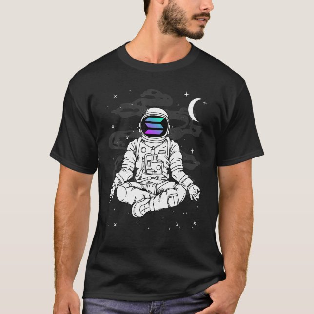 Astronaut Yoga Solana Sol To The Moon Crypto Token T-Shirt (Front)