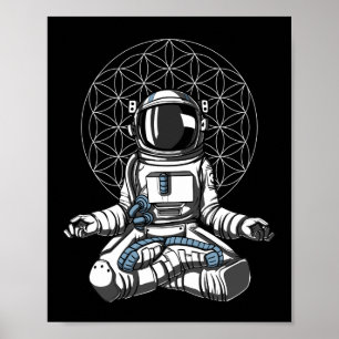 Astronaut Yoga Space Meditation Poster