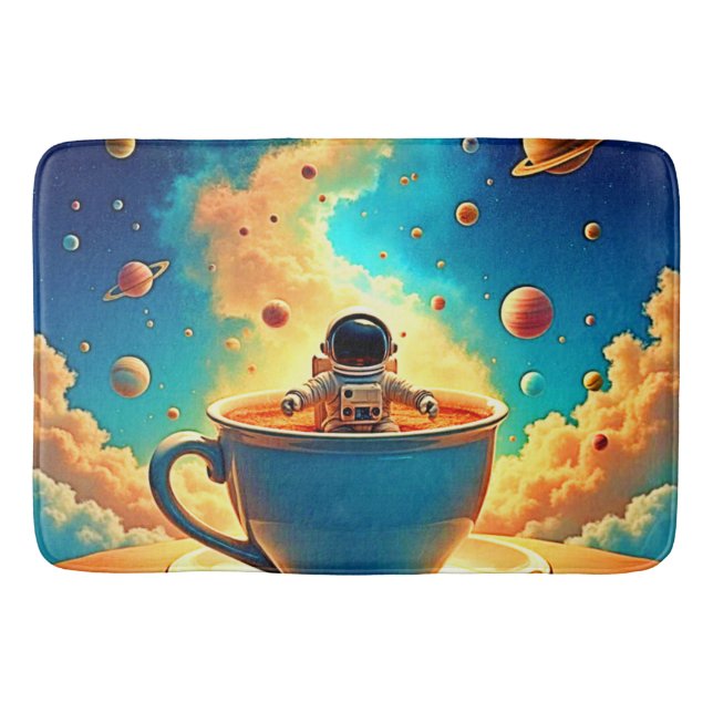 Astronaut's Coffee Cosmos Journey Bath Mat (Front)