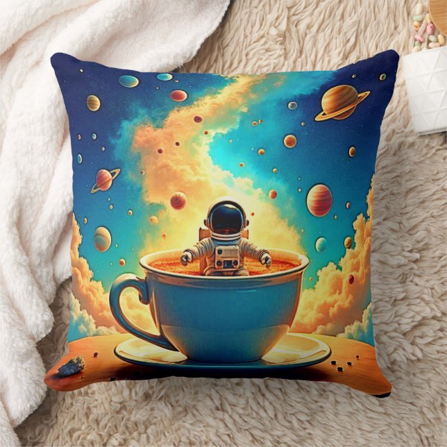 Astronaut's Coffee Cosmos Journey Cushion (Blanket)