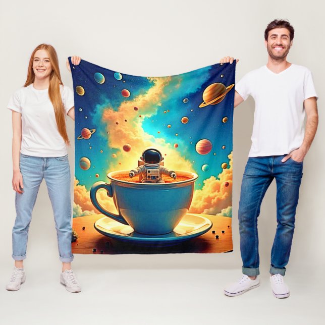 Astronaut's Coffee Cosmos Journey Fleece Blanket (In Situ)