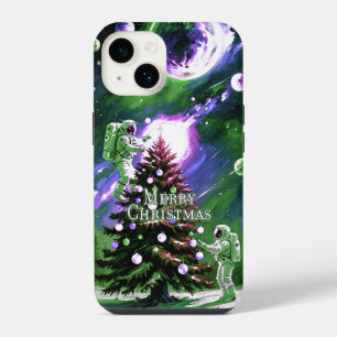 Astronauts Decorating Christmas Tree in Space iPhone 14 Case