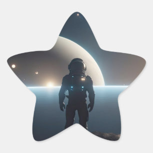 Astronauts floating in the universe star sticker