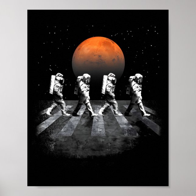 Astronauts In Walking In Space Explore Mars Funny Poster (Front)