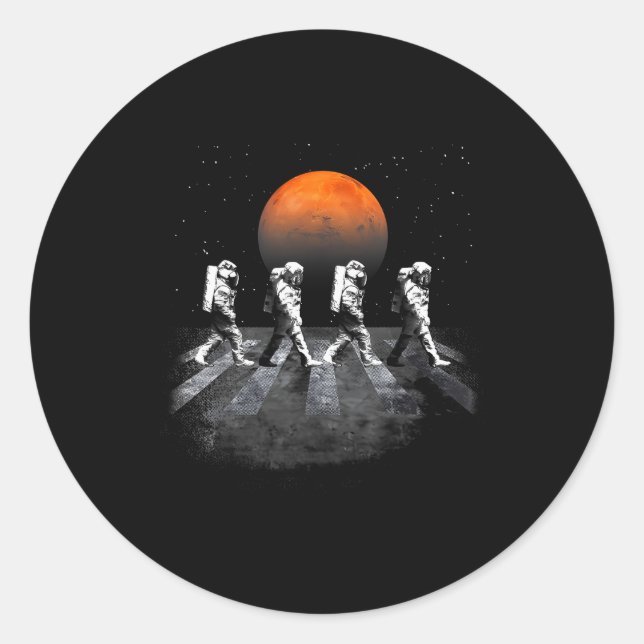 Astronauts In Walking In Space Occupy Mars Funny M Classic Round Sticker (Front)