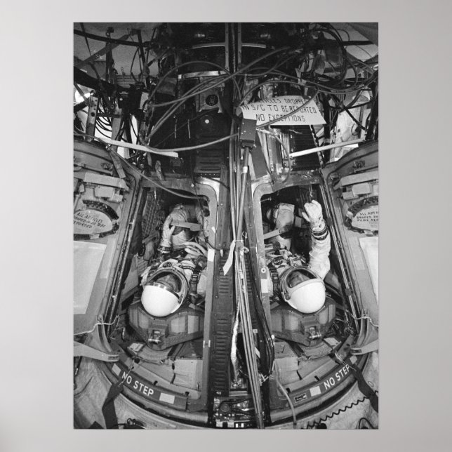 Astronauts inserted into Gemini 6A spacecraft Poster (Front)