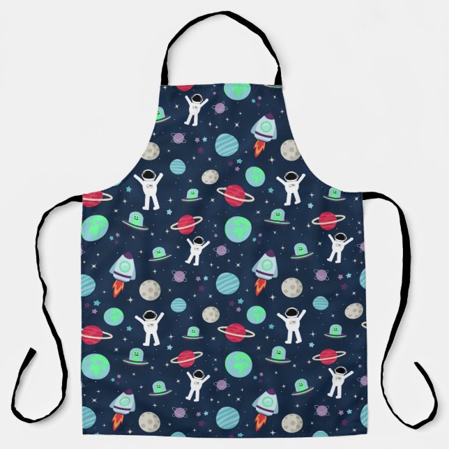 Astronauts Planets Rockets and Aliens Apron (Front)