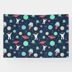 Astronauts Planets Rockets and Aliens Banner
