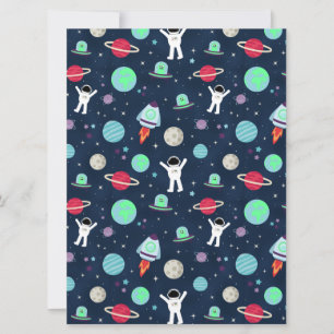 Astronauts Planets Rockets and Aliens Card
