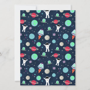 Astronauts Planets Rockets and Aliens Card