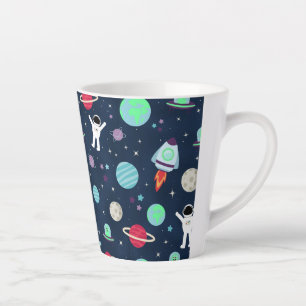 Astronauts Planets Rockets and Aliens Latte Mug
