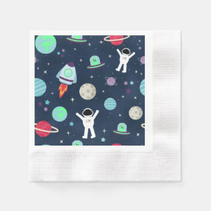 Astronauts Planets Rockets and Aliens Napkin