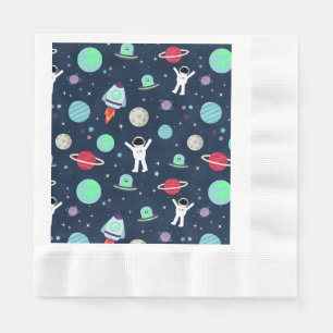 Astronauts Planets Rockets and Aliens Napkin