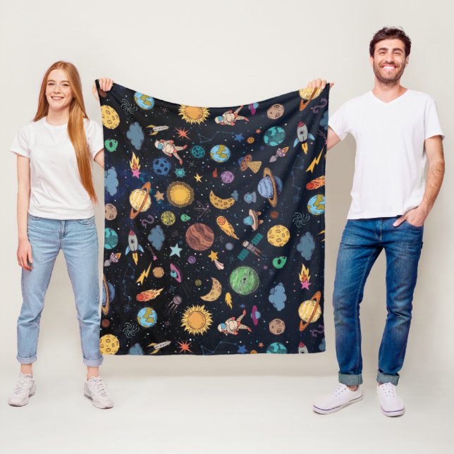 Astronauts Planets Space, Back To School Apron Fleece Blanket (In Situ)