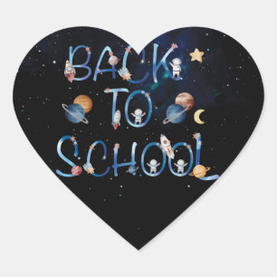 Astronauts Planets Space,back to school Heart Sticker