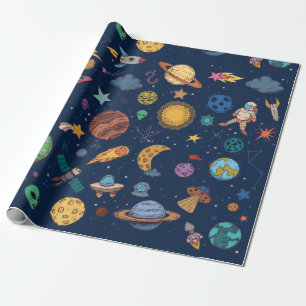 Astronauts Planets Space, Back To School Kid's Wrapping Paper