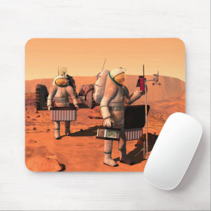 Astronauts Setting Up Weather Equipment On Mars. Mouse Pad