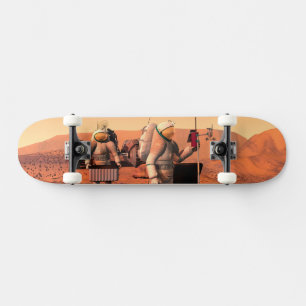 Astronauts Setting Up Weather Equipment On Mars. Skateboard
