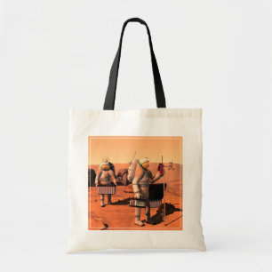 Astronauts Setting Up Weather Equipment On Mars. Tote Bag