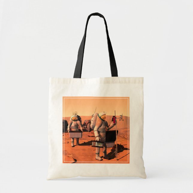 Astronauts Setting Up Weather Equipment On Mars. Tote Bag (Front)