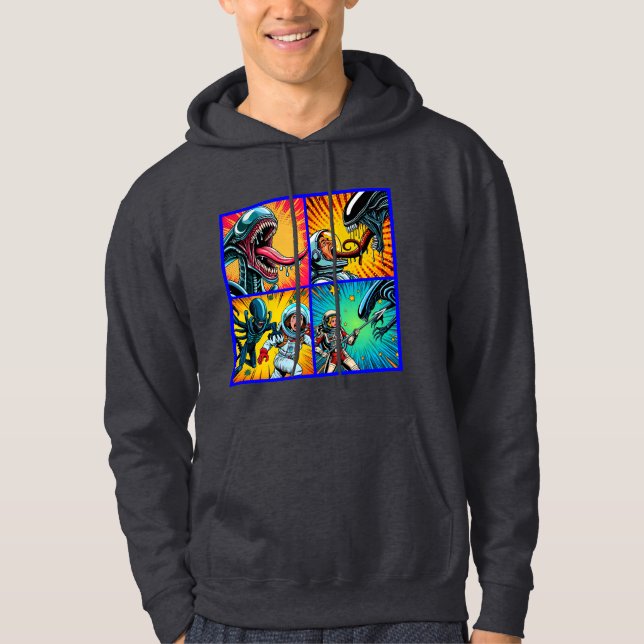 Astronauts vs Alien Pop Art Hoodie (Front)