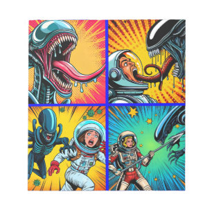 Astronauts vs Alien Pop Art Notepad