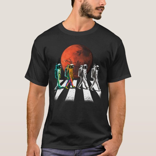 Astronauts Walking on Pedestrian Lane in Space Occ T-Shirt (Front)