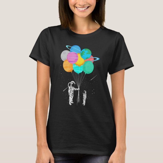 Astronauts With Planets Balon  Astronauts Planets T-Shirt (Front)