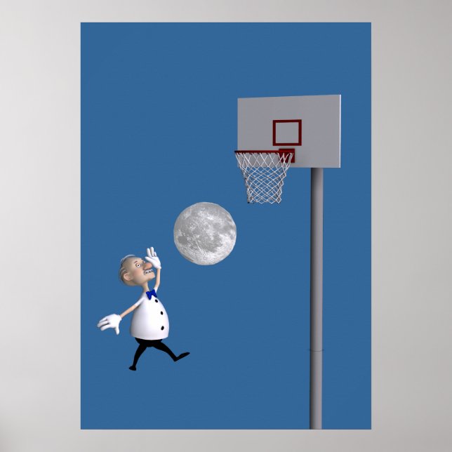 Astronomer Playing Basketball Poster (Front)