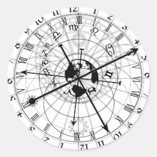 Astronomical Clock Classic Round Sticker
