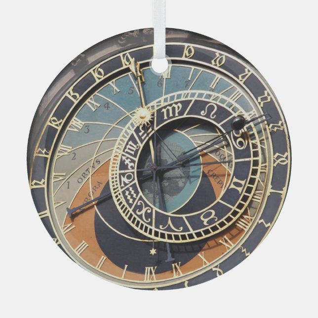 Astronomical Clock In Praque Glass Tree Decoration (Front)