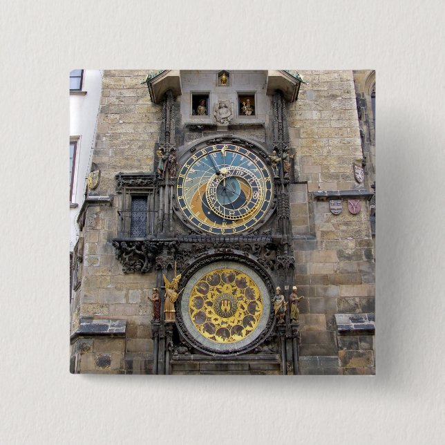 Astronomical Clock or Prague Orloj 15 Cm Square Badge (Front)