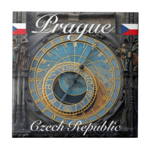 Astronomical clock Prague Orlog Czech Republic Ceramic Tile